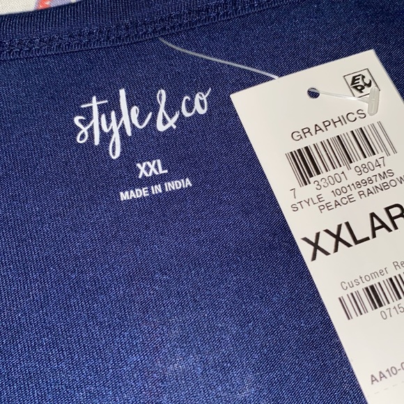 NEW rainbow plaid peace sign graphic top - Picture 8 of 8